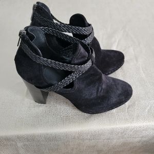 Frye Suede Margaret Braid Shootie Ankle Booties, Size 10 M, Black, Heeled